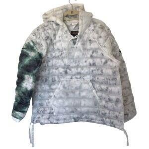 Nike x Stussy Insulated Pullover Anorak Jacket White Green Marble Large Thermore